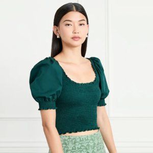 Hill House The Aiko Nap Top - Botanical Garden Cotton (Green) Size Small